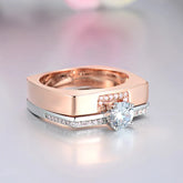 Luxury Female two color white Zircon Ring Set Crystal Bridal Ring Wedding Jewelry Promise Engagement Rings For Women